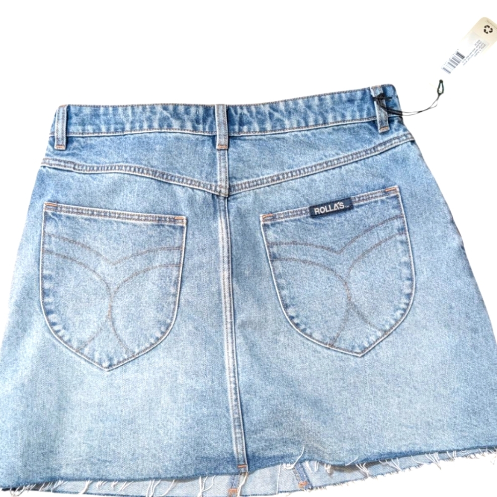 NEW...Rolla's Classic Mini Nina Light Blue Denim Mini Skirt... Size 29